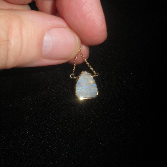 Luna Norte 14K Gold Plated Necklace White Druzy Quartz - Picture 1 of 6